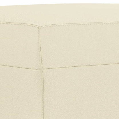 4 pcs conjunto sofás c/ almofadões couro artificial cor creme