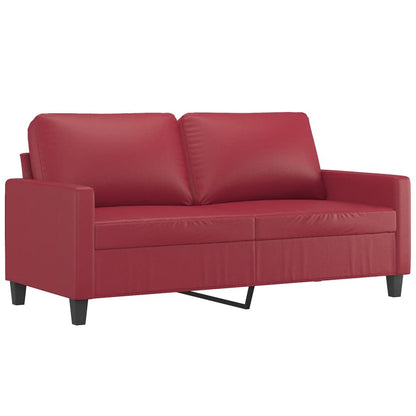 3 pcs conjunto sofás c/ almofadões couro artif. vermelho tinto