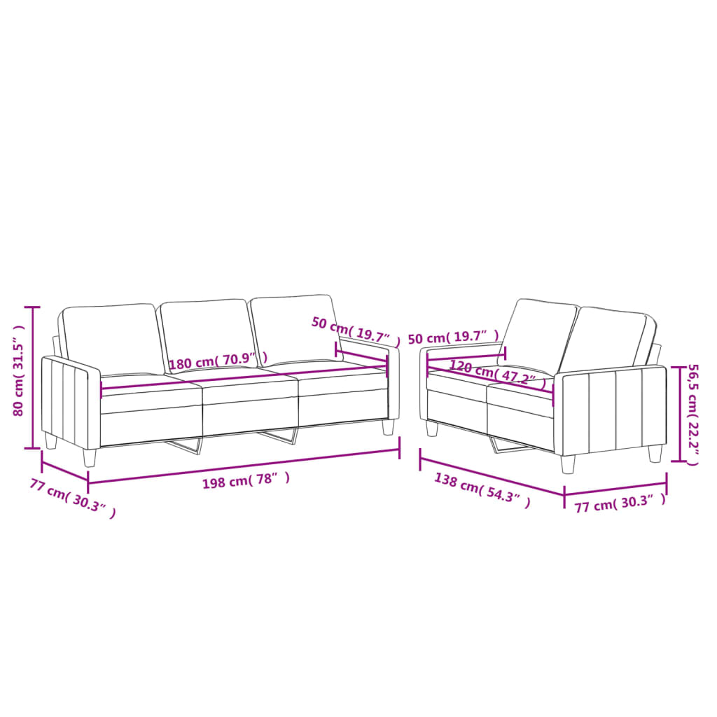 2 pcs conjunto sofás c/ almofadões couro artif. cor cappuccino