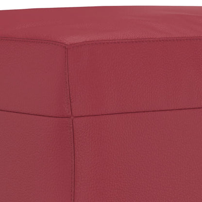 3 pcs conjunto sofás c/ almofadões couro artif. vermelho tinto