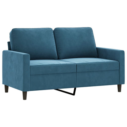 3 pcs conjunto de sofás com almofadões veludo azul