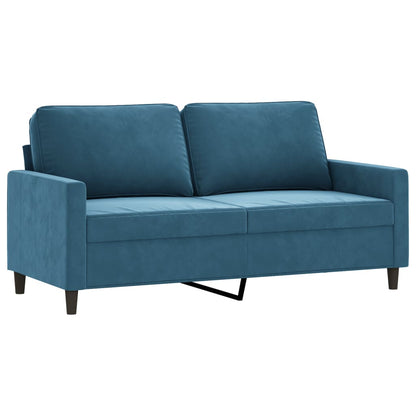 3 pcs conjunto de sofás com almofadões veludo azul