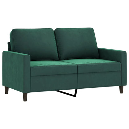 3 pcs conjunto de sofás com almofadões veludo verde-escuro
