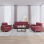 3 pcs conjunto de sofás com almofadas tecido vermelho-tinto