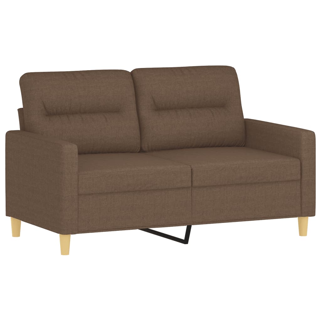 2 pcs conjunto de sofás com almofadas tecido castanho