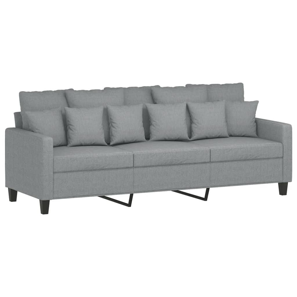 4 pcs conjunto de sofás com almofadas tecido cinzento-claro