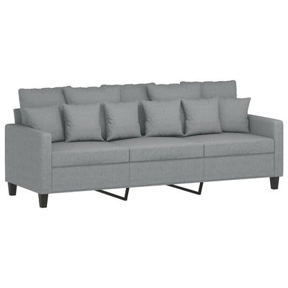 4 pcs conjunto de sofás com almofadas tecido cinzento-claro