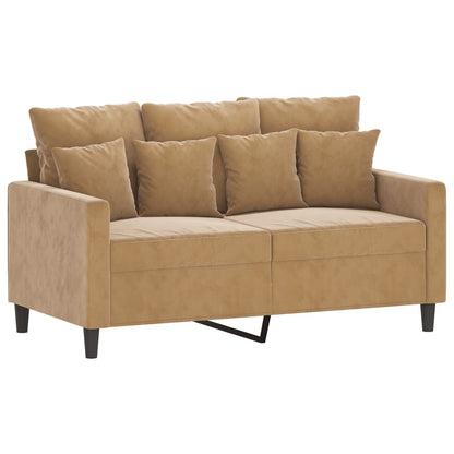 4 pcs conjunto de sofás com almofadões veludo castanho
