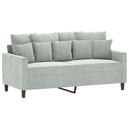 2 pcs conjunto de sofás com almofadões veludo cinzento-claro