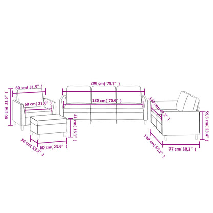4 pcs conjunto sofás c/ almofadões couro artif. cor cappuccino