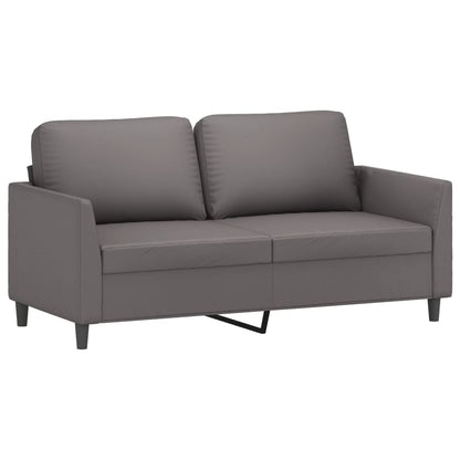 3 pcs conjunto de sofás c/ almofadões couro artificial cinzento