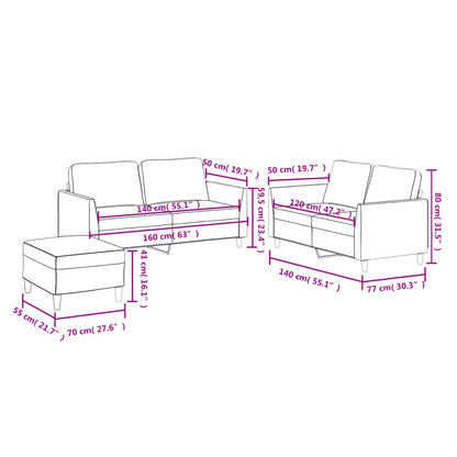 3 pcs conjunto de sofás c/ almofadões couro artificial cinzento