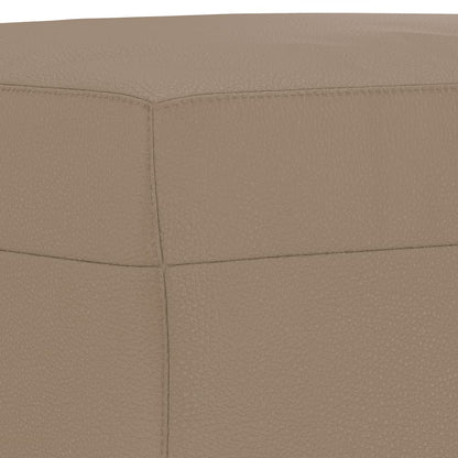 3 pcs conjunto sofás c/ almofadões couro artificial cappuccino