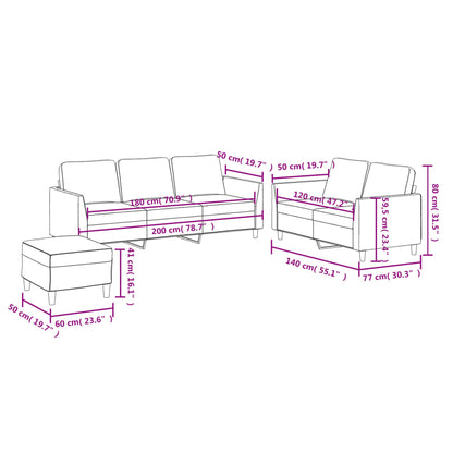 3 pcs conjunto sofás c/ almofadões couro artificial cappuccino