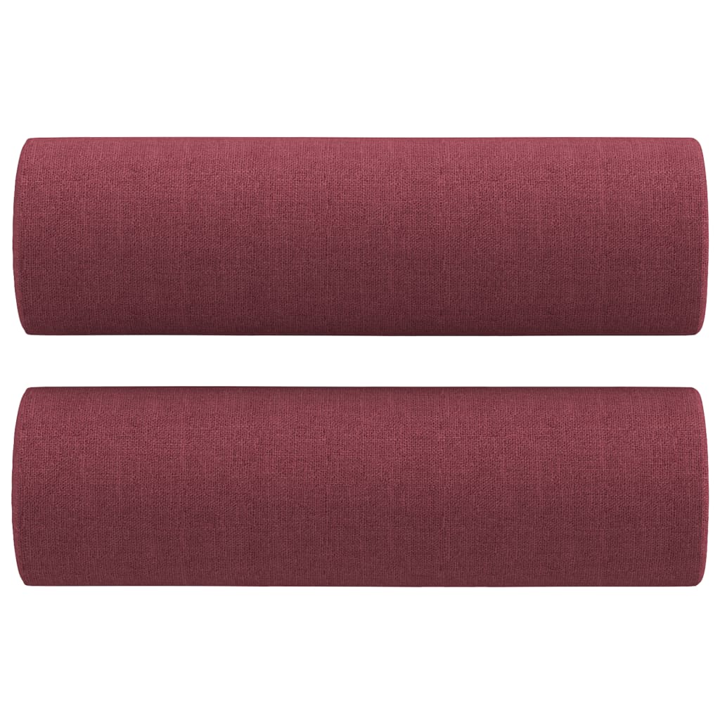 3 pcs conjunto de sofás com almofadas tecido vermelho-tinto