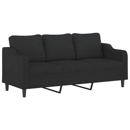 4 pcs conjunto de sofás com almofadas tecido preto