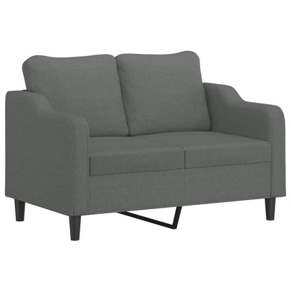 3 pcs conjunto de sofás com almofadas tecido cinzento-escuro