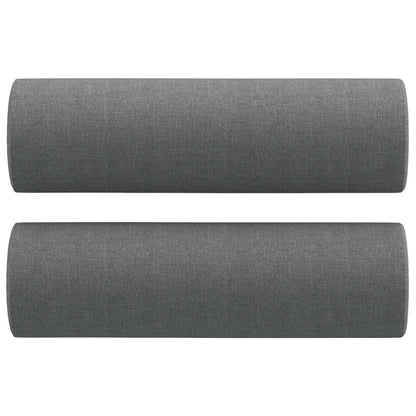 3 pcs conjunto de sofás com almofadas tecido cinzento-escuro