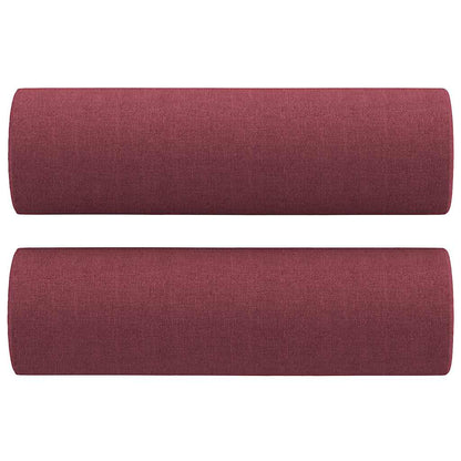 2 pcs conjunto de sofás com almofadas tecido vermelho-tinto