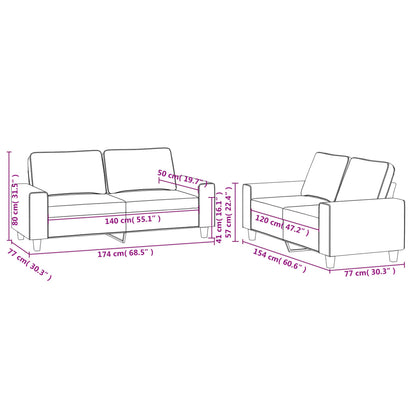 2 pcs conjunto de sofás tecido cinzento-acastanhado