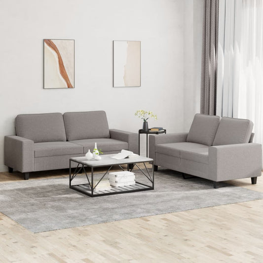 2 pcs conjunto de sofás tecido cinzento-acastanhado