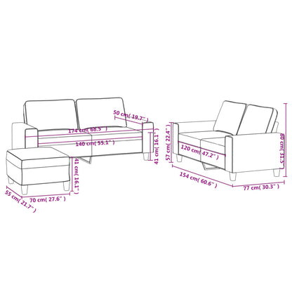 3 pcs conjunto de sofás tecido cinzento-claro
