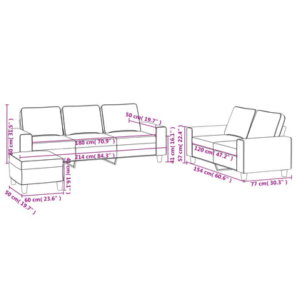 3 pcs conjunto de sofás tecido cinzento-escuro