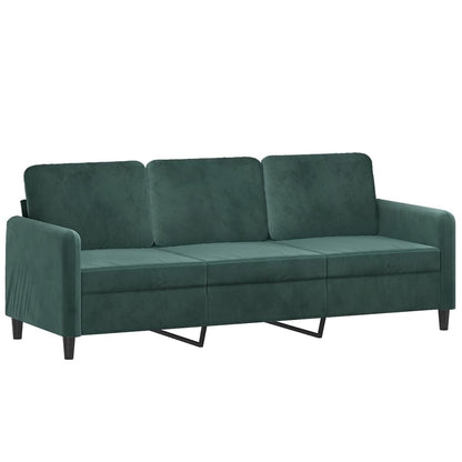 3 pcs conjunto de sofás com almofadas veludo verde-escuro