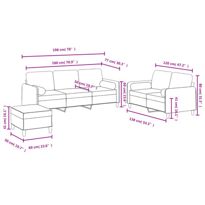 3 pcs conjunto de sofás com almofadas veludo verde-escuro