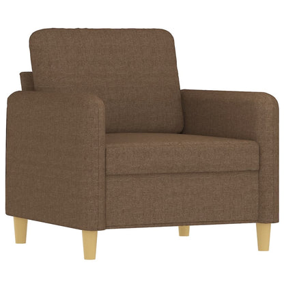 3 pcs conjunto de sofás com almofadões tecido castanho
