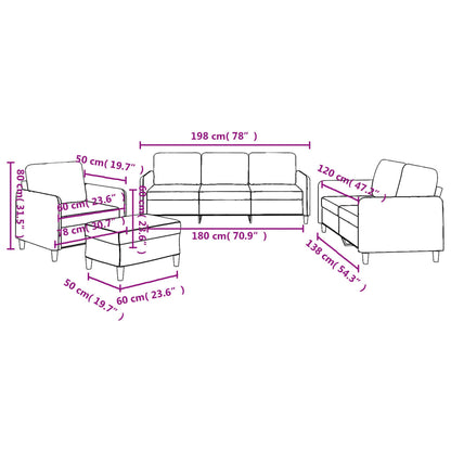 4 pcs conjunto de sofás com almofadões tecido vermelho tinto