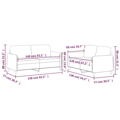 2 pcs conjunto de sofás com almofadões tecido cor creme