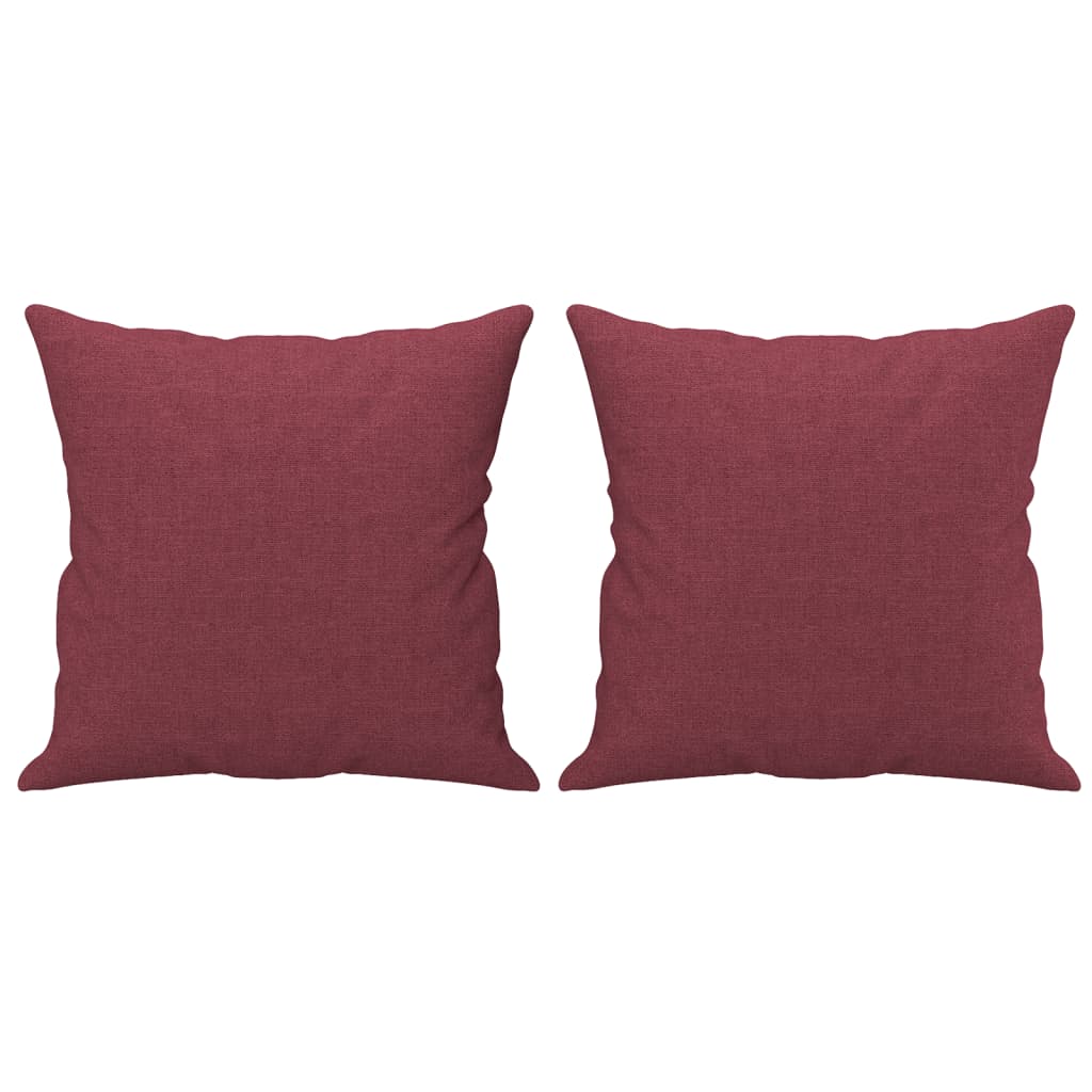 2 pcs conjunto de sofás com almofadas tecido vermelho-tinto