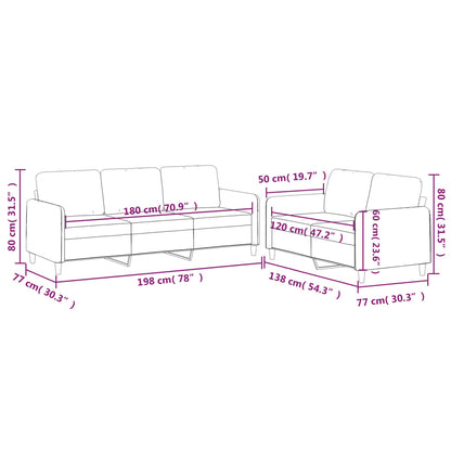 2 pcs conjunto de sofás com almofadões tecido castanho