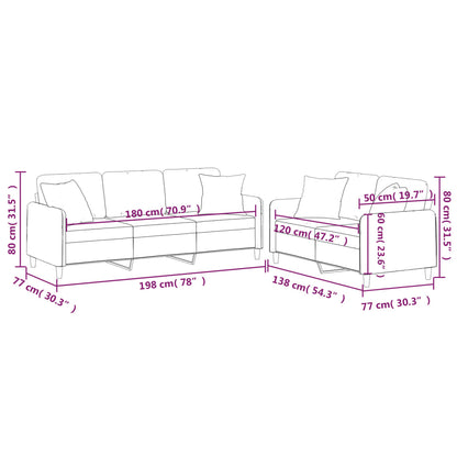 2 pcs conjunto de sofás com almofadas tecido cor creme