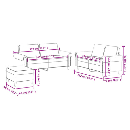3 pcs conjunto de sofás c/ almofadões couro artificial cinzento