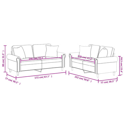 2 pcs conjunto de sofás com almofadas couro artificial creme