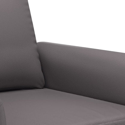 2 pcs conjunto de sofás com almofadas couro artificial cinzento