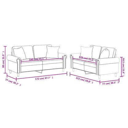 2 pcs conjunto de sofás com almofadas couro artificial cinzento