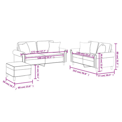 3 pcs conjunto sofás c/ almofadas couro artif. vermelho tinto