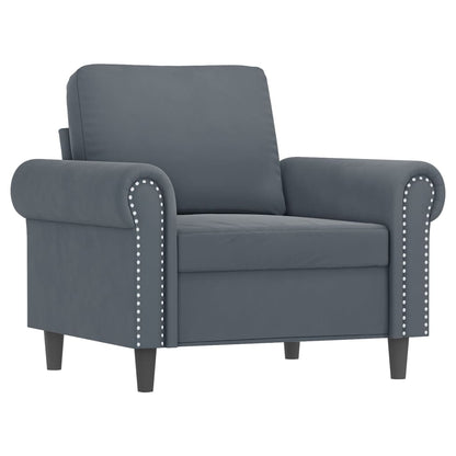 3 pcs conjunto de sofás com almofadas veludo cinzento-escuro