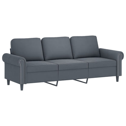 3 pcs conjunto de sofás com almofadas veludo cinzento-escuro