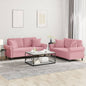 2 pcs conjunto de sofás com almofadas veludo rosa