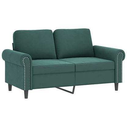 3 pcs conjunto de sofás com almofadões veludo verde-escuro