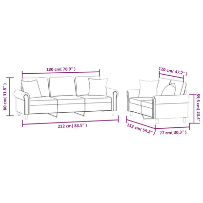 2 pcs conjunto de sofás com almofadas veludo rosa