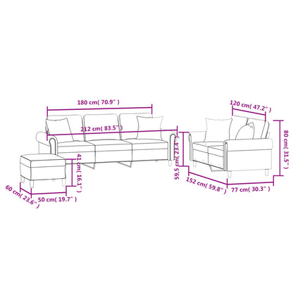 3 pcs conjunto de sofás com almofadas veludo cinzento-escuro