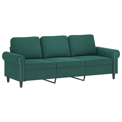 3 pcs conjunto de sofás com almofadas veludo verde-escuro