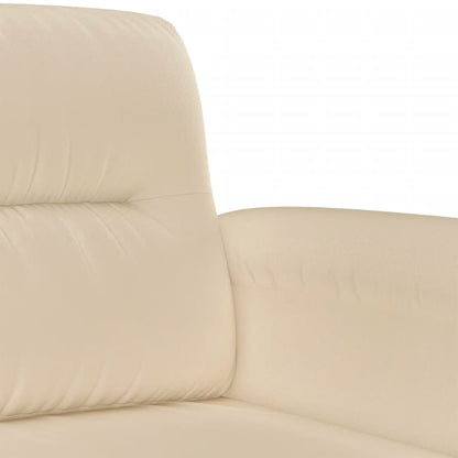 3 pcs conj. sofás c/ almofadões tecido de microfibra cor creme