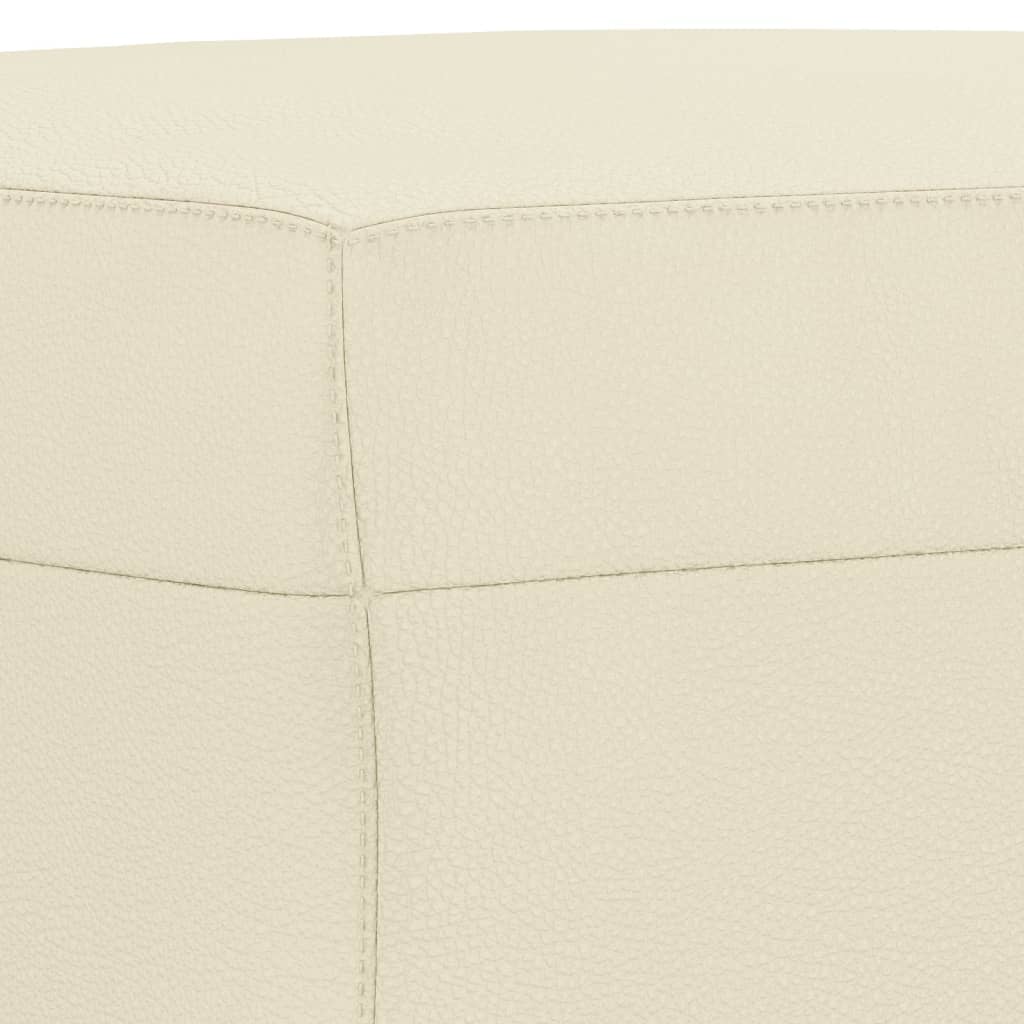 3 pcs conjunto sofás c/ almofadões couro artificial cor creme