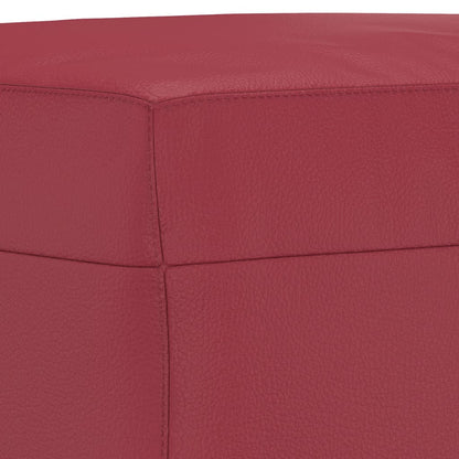 3 pcs conjunto sofás c/ almofadas couro artif. vermelho tinto
